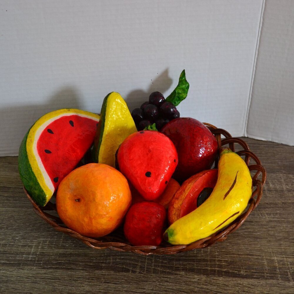 Vtg Paper Maché Fruit Bowl